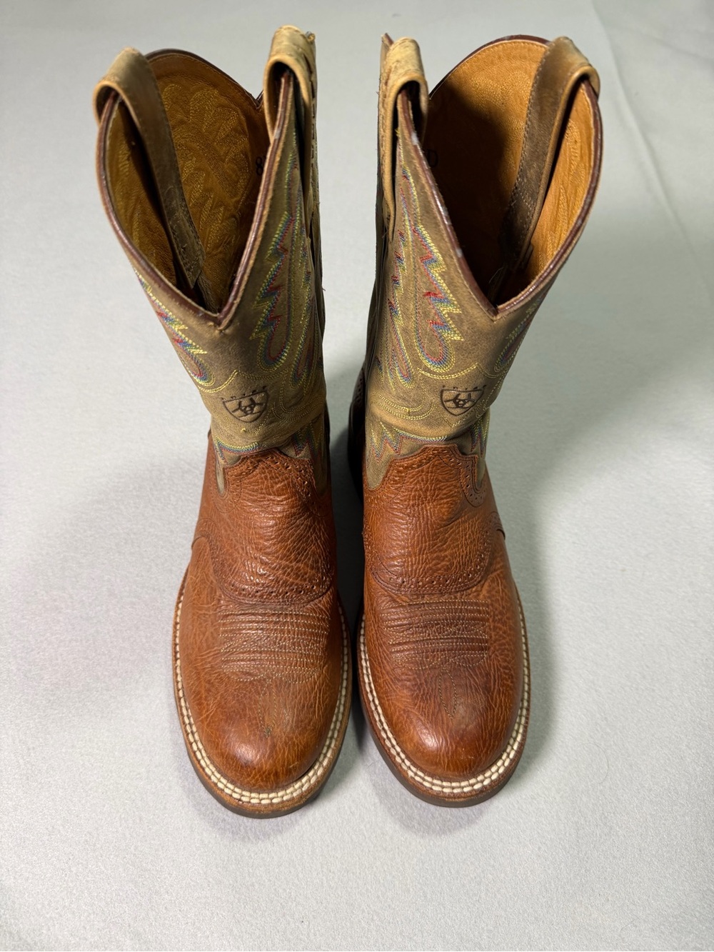 Ariat Sierra Saddle Brown Leather Roper Western Work Boots Men’s Size 8D